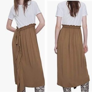 Zara 2 Tone Midi Short Sleeve Asymmetrical Ruffle Dress, size S